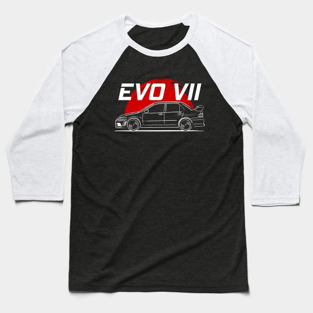 EVO 7 Racing Lancer Evolution VII Baseball T-Shirt by GoldenTuners